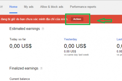 Xác minh lại tài khoản Google Adsense